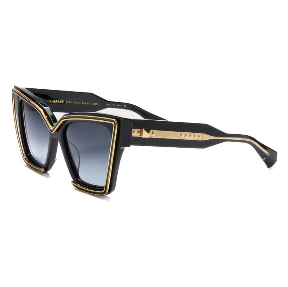 NEW AUTH Valentino VLS126A Black Gold Sunglasses